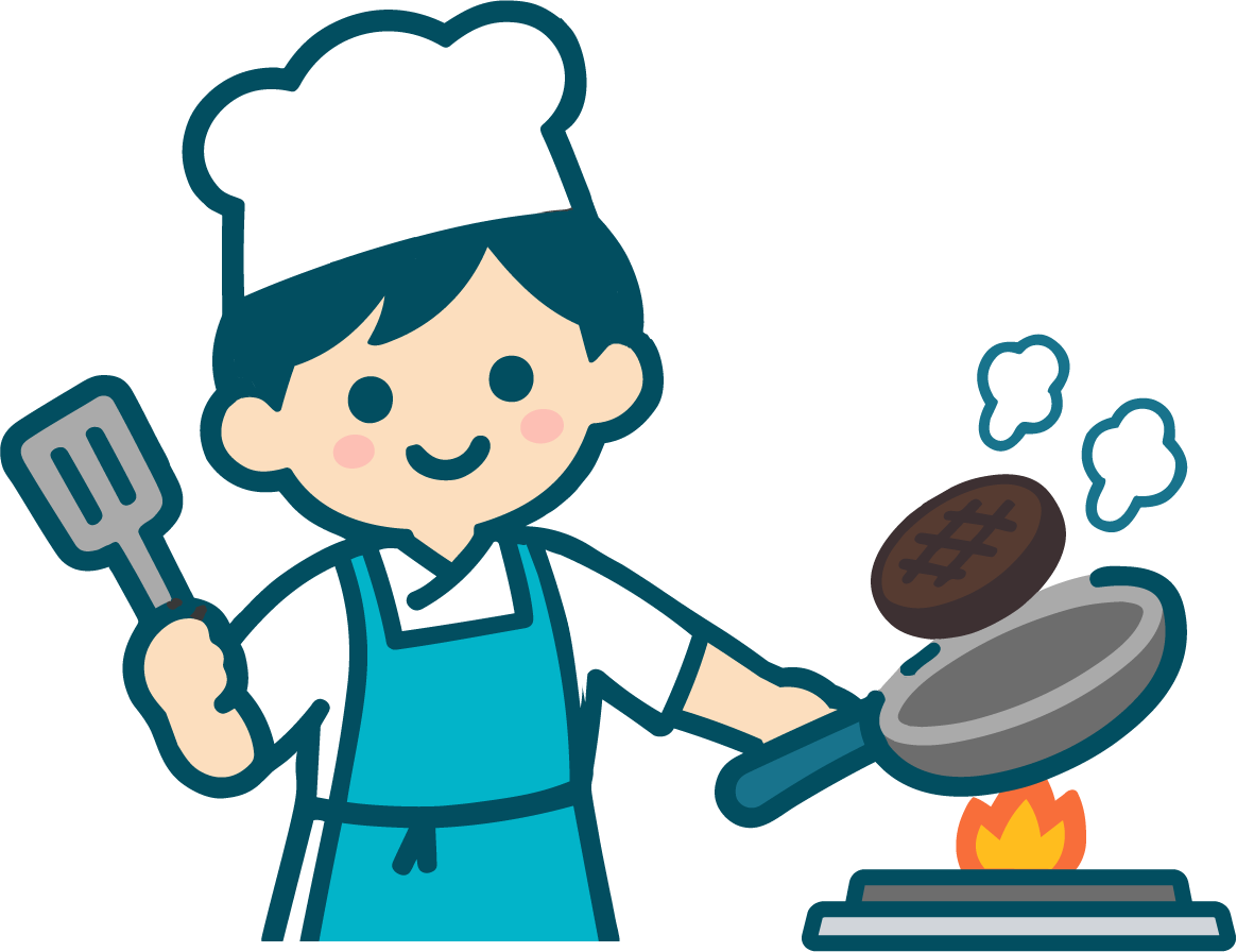 厨房で調理するスタッフ